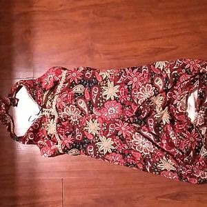 Sz XL knee length backless, halter top style dress with built in slip, lace up